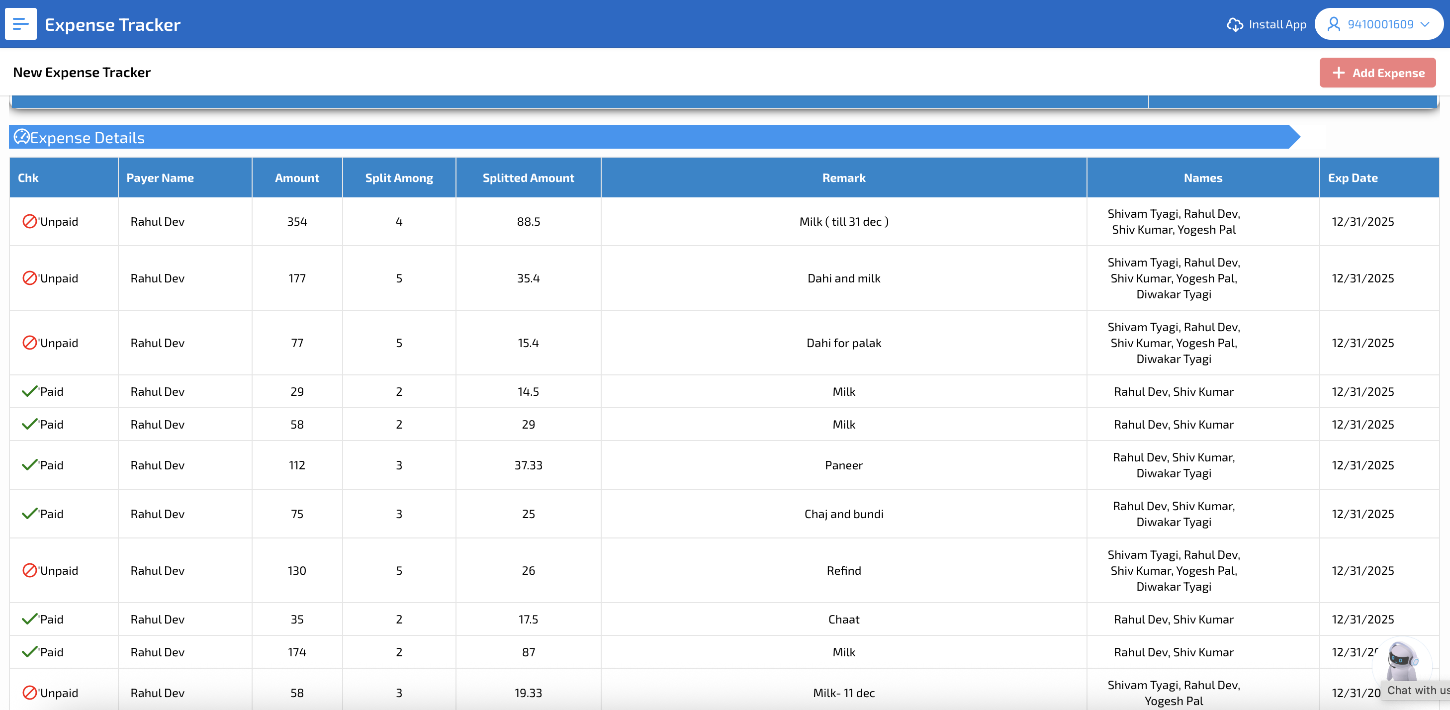 Expense Tracker preview